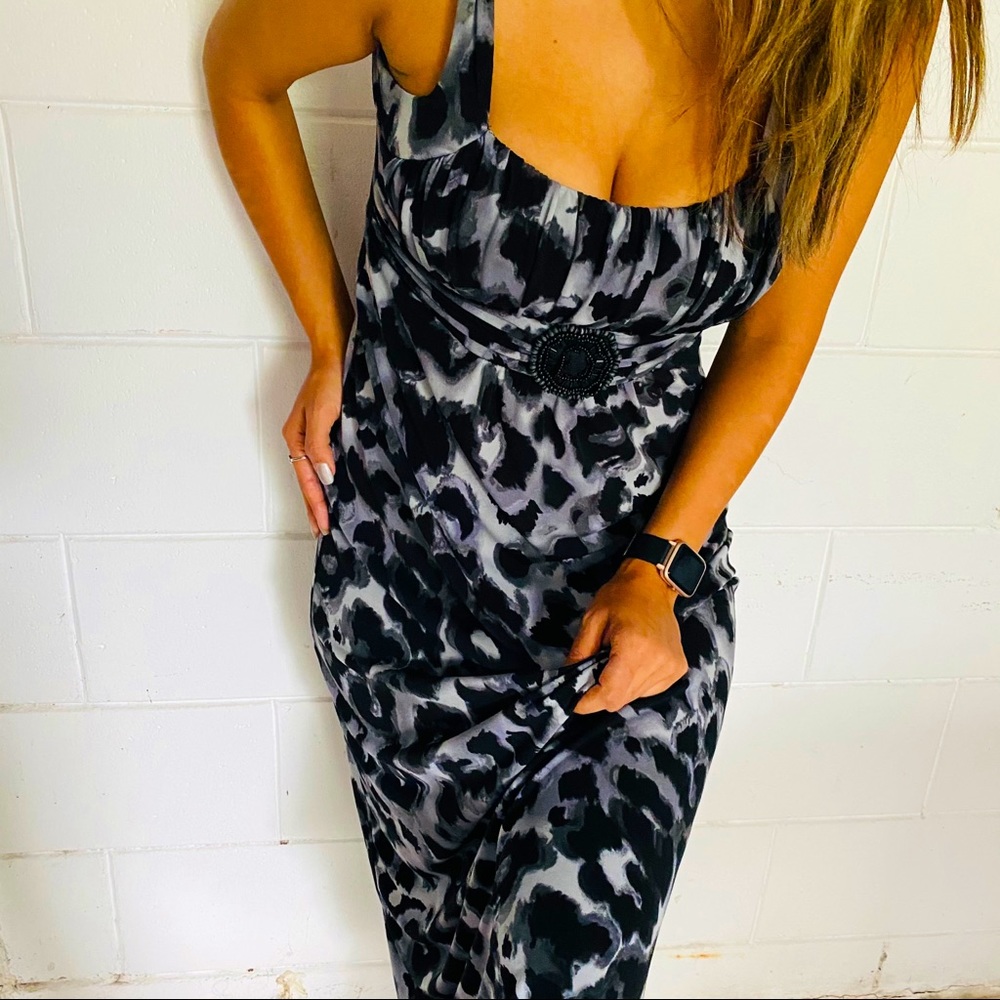 Enfocus leopard print grey maxi dress